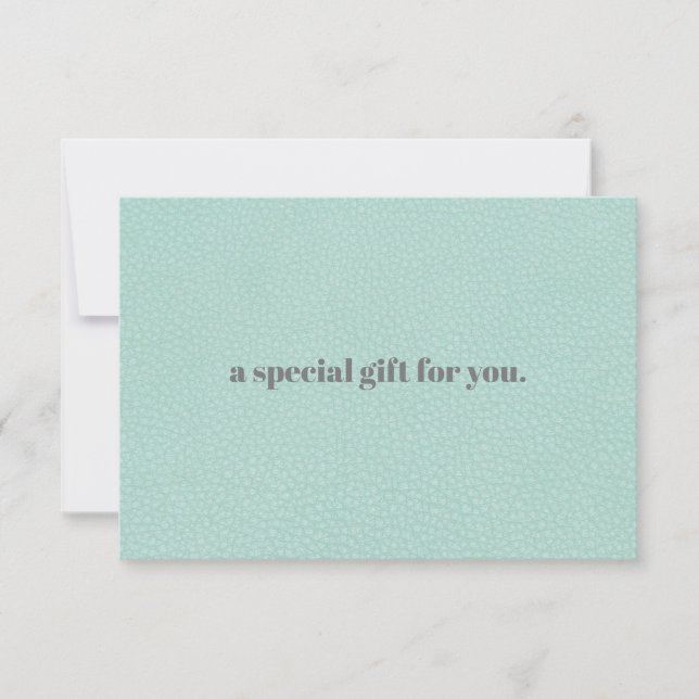 Aqua Chic | Plain Elegant  Leather Look Gift Card (Front)