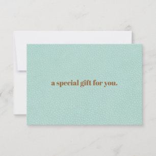 Aqua Chic   Plain Elegant  Leather Look Gift Card