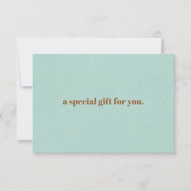 Aqua Chic | Plain Elegant  Leather Look Gift Card (Front)