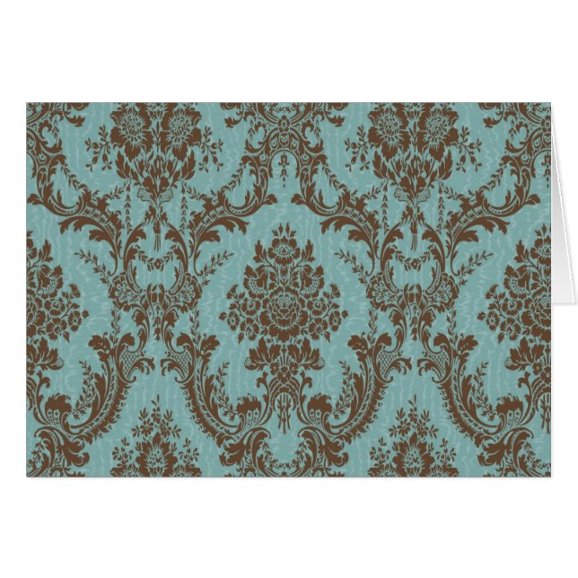 Aqua Chocolate Damask (Front Horizontal)