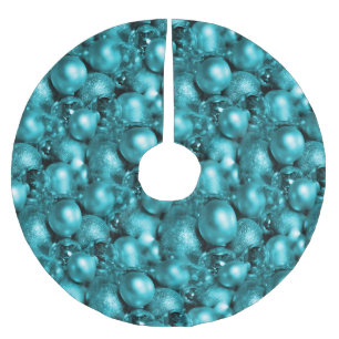 Aqua Christmas Baubles Brushed Polyester Tree Skirt