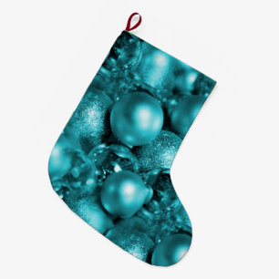 Aqua Christmas Ornaments Large Christmas Stocking