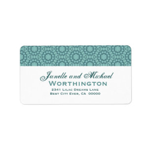 Aqua Circle Flowers Wedding Template Label