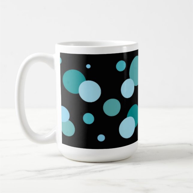 Aqua Circles and Dots Coffee Mug (Left)