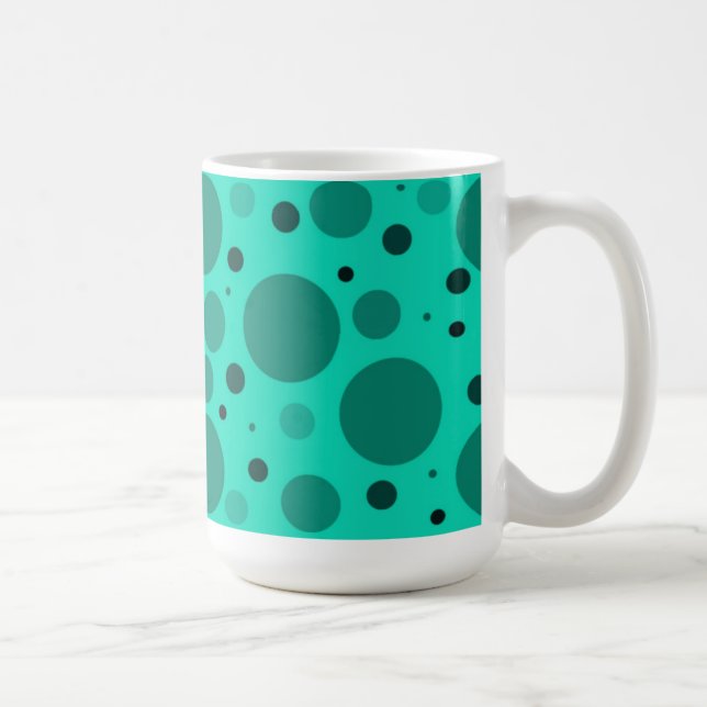 Aqua Circles and Dots Coffee Mug (Right)