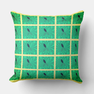 Aqua Clamp Design and Butter Yellow Grid Cushion