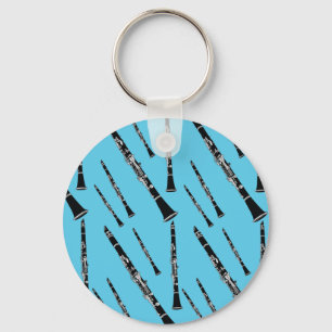 Aqua Clarinet Pattern Key Ring