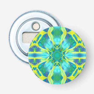 Aqua, Cobalt Blue and Yellow Tie Dye Pattern Bottle Opener