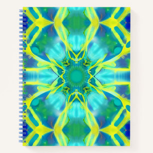 Aqua, Cobalt Blue and Yellow Tie Dye Pattern Notebook