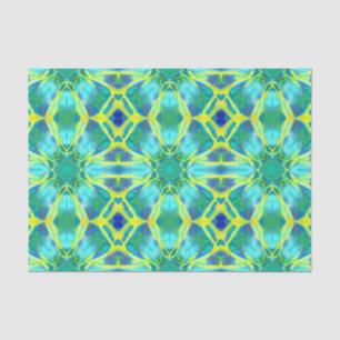 Aqua, Cobalt Blue and Yellow Tie Dye Pattern Tissue Paper