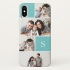 Aqua Colorblock Photo Collage & Monogram