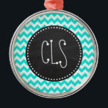 Aqua Colour Chevron; Vintage Chalkboard look Metal Tree Decoration<br><div class="desc">You will love this cute, elegant, vintage chalkboard design with Aqua Colour Chevron; zig zag pattern design! We invite you to our store, Baby Shower Boutique, to view this cool retro blackboard design on many more great customisable products, including retro Baby Shower invitations and baby boy & girl gifts! Thank...</div>