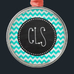 Aqua Colour Chevron; Vintage Chalkboard look Metal Tree Decoration<br><div class="desc">You will love this cute, elegant, vintage chalkboard design with Aqua Colour Chevron; zig zag pattern design! We invite you to our store, Baby Shower Boutique, to view this cool retro blackboard design on many more great customisable products, including retro Baby Shower invitations and baby boy & girl gifts! Thank...</div>