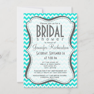 Aqua Colour Chevron; zig zag Invitation