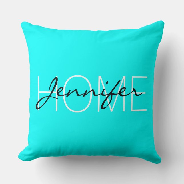 Aqua colour home monogram cushion (Front)