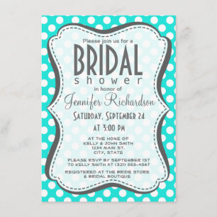 Aqua Colour Polka Dots Invitation