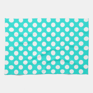 Aqua Colour Polka Dots Tea Towel