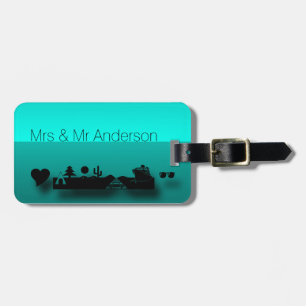 Aqua Colour Travel Clipart Luggage Tag