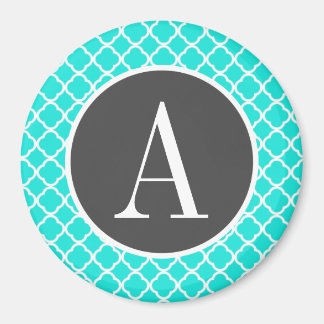 Aqua Colour Turquoise Quatrefoil Magnet
