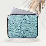 Aqua Coloured Ocean Fish with Bubbles Laptop Sleeve<br><div class="desc">Various cartoon illustration style ocean dwelling fish swim in a medium teal coloured sea with solid filled bubbles adding to the design.</div>