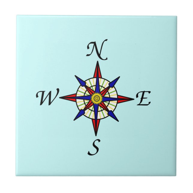 Aqua Compass Rose Tile (Front)