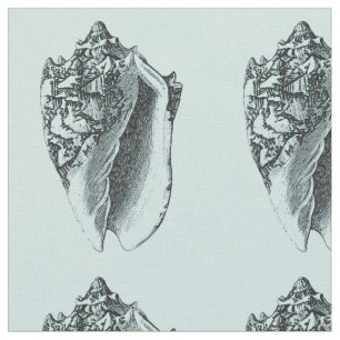 Aqua Conch Shell Fabric