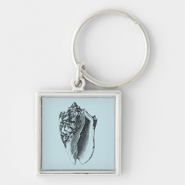 Aqua Conch Shell Key Ring (Front)