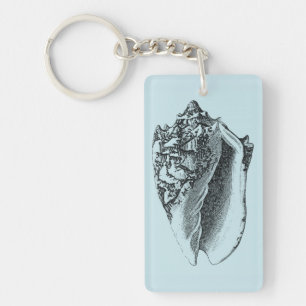Aqua Conch Shell Key Ring