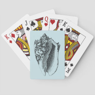 Aqua Conch Shell Playing Cards
