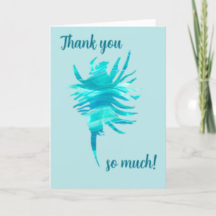 Aqua conch shell wave-silhouette watercolor-custom thank you card