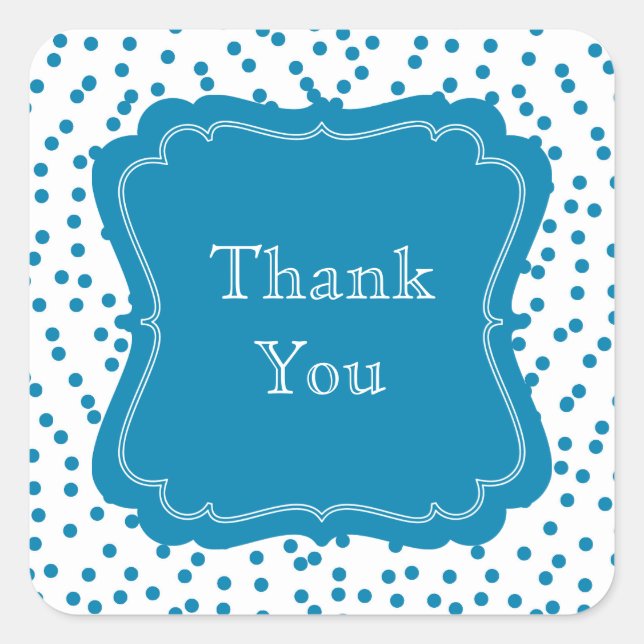 Aqua Confetti Dots Square Sticker (Front)