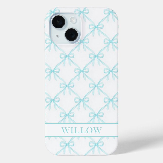 Aqua Coquette Watercolor Bows Case-Mate iPhone Case (Back)