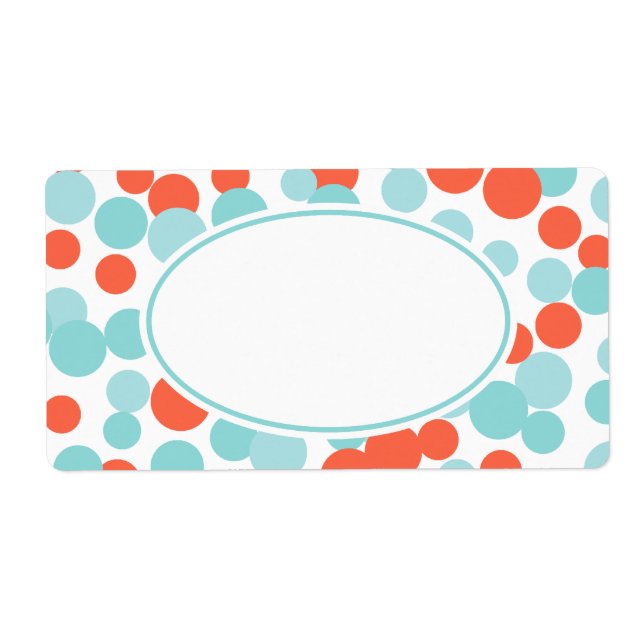 Aqua Coral Dots Labels (Front)