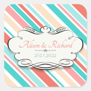Aqua & Coral Square Sticker
