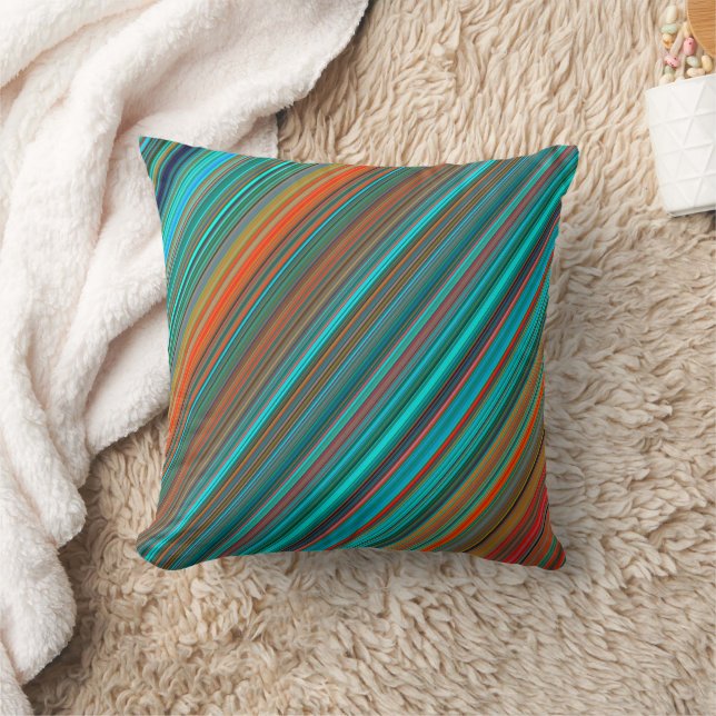 Aqua coral striped cushion (Blanket)