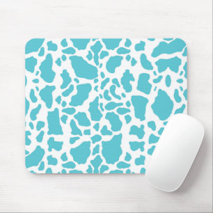 Aqua Cow Spots Animal Print Pattern Mouse Mat