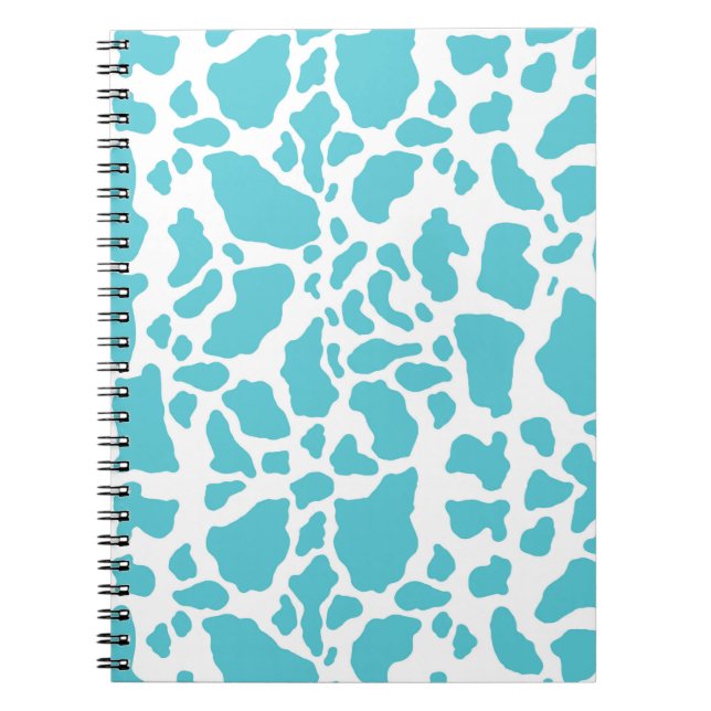 Aqua Cow Spots Animal Print Pattern Notebook (Front)