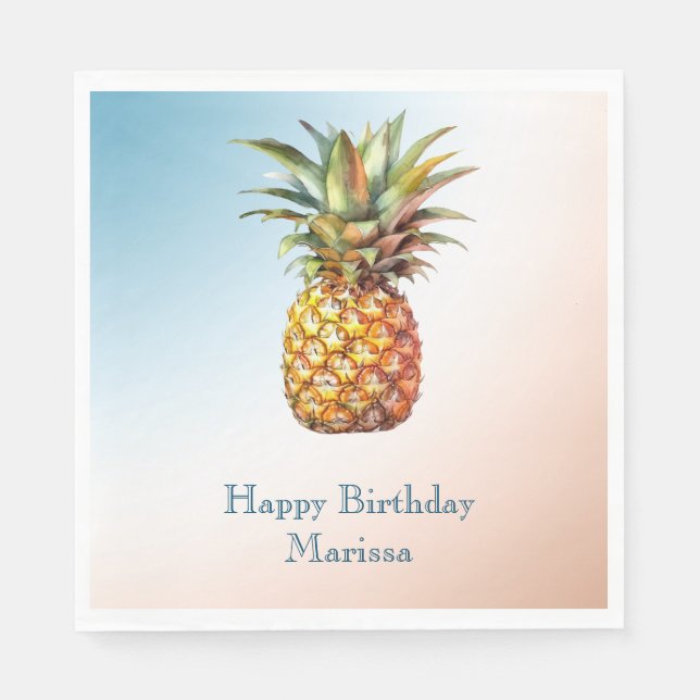 Aqua Cream Happy Tropical Pineapple Napkin (Front)