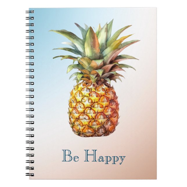 Aqua Cream Happy Tropical Pineapple Notebook (Front)