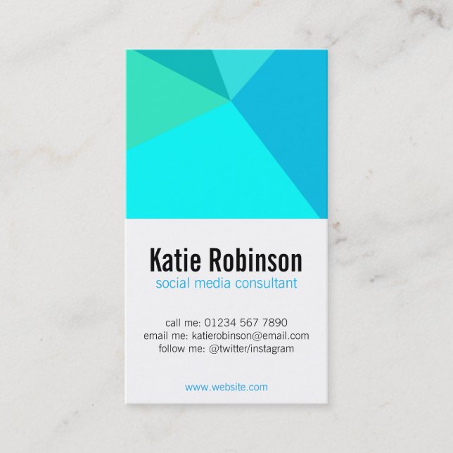Aqua crystal minimalist modern business card (Front)