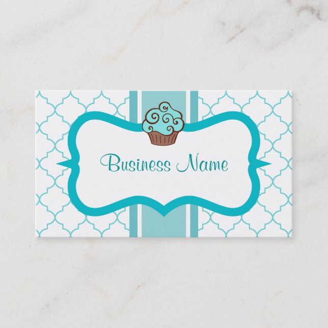Aqua Cupcake Business Card (Front)