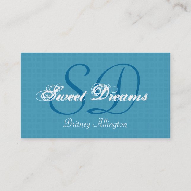 Aqua Custom Monogram V04 Business Card (Front)