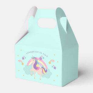 Aqua Cute Rainbow Unicorn Personalised Favour Box