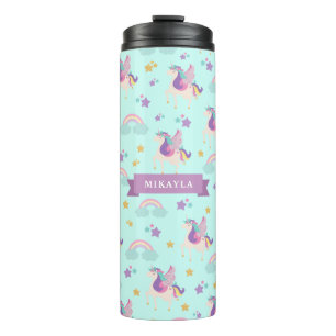 Aqua Cute Rainbow Unicorn Thermal Tumbler