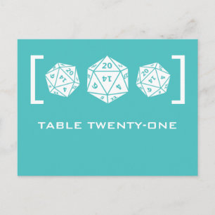 Aqua D20 Dice Gamer Table Number Postcard