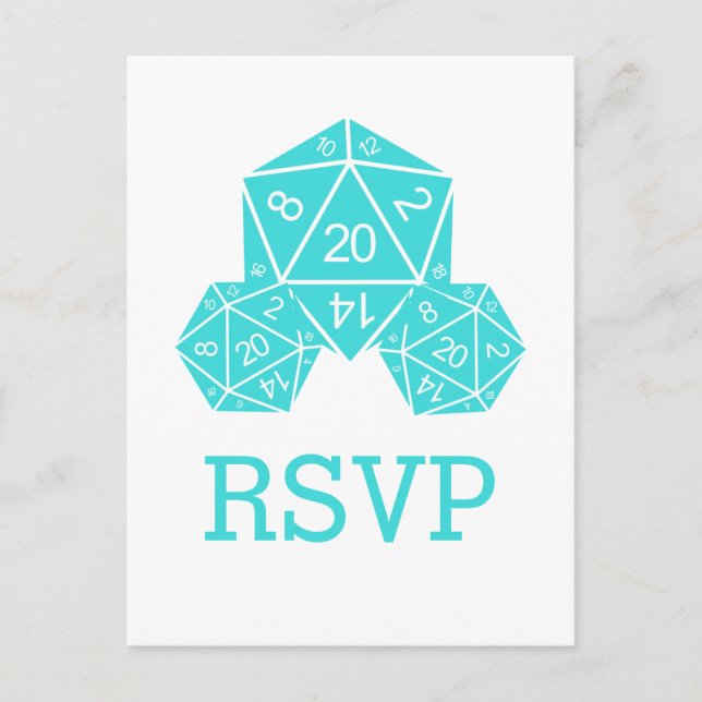 Aqua D20 Dice Response Postcard (Front)