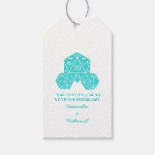 Aqua D20 Dice Wedding Gift Tags