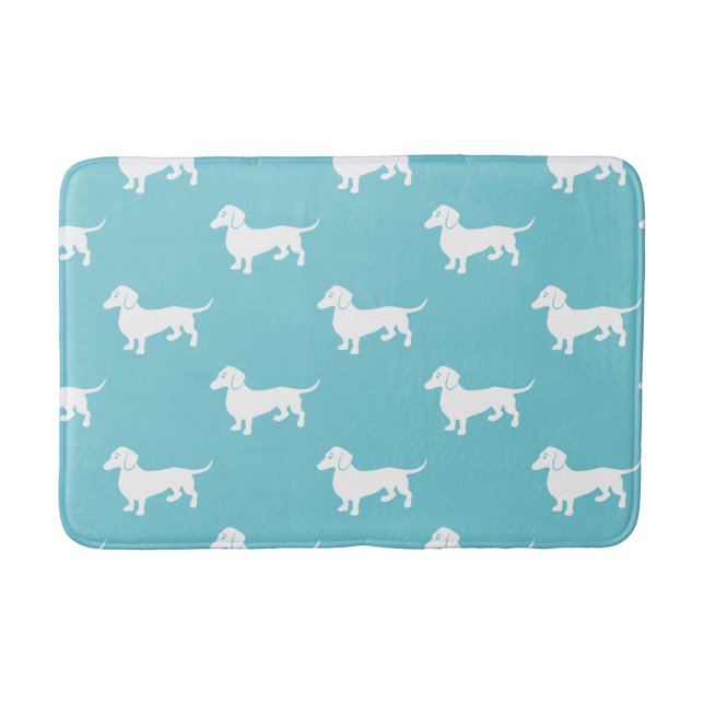 Aqua Dachshund Bathroom Bath Mat (Front)