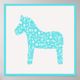 Aqua Dala Horse Poster