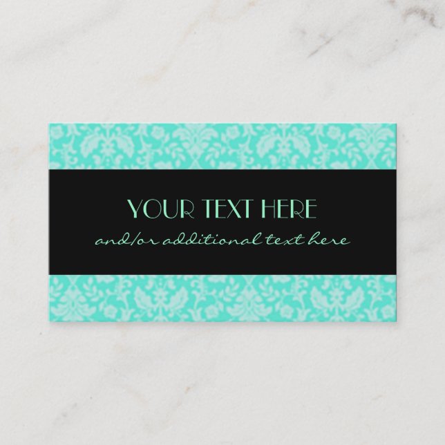 Aqua Damask Business Card (Front)